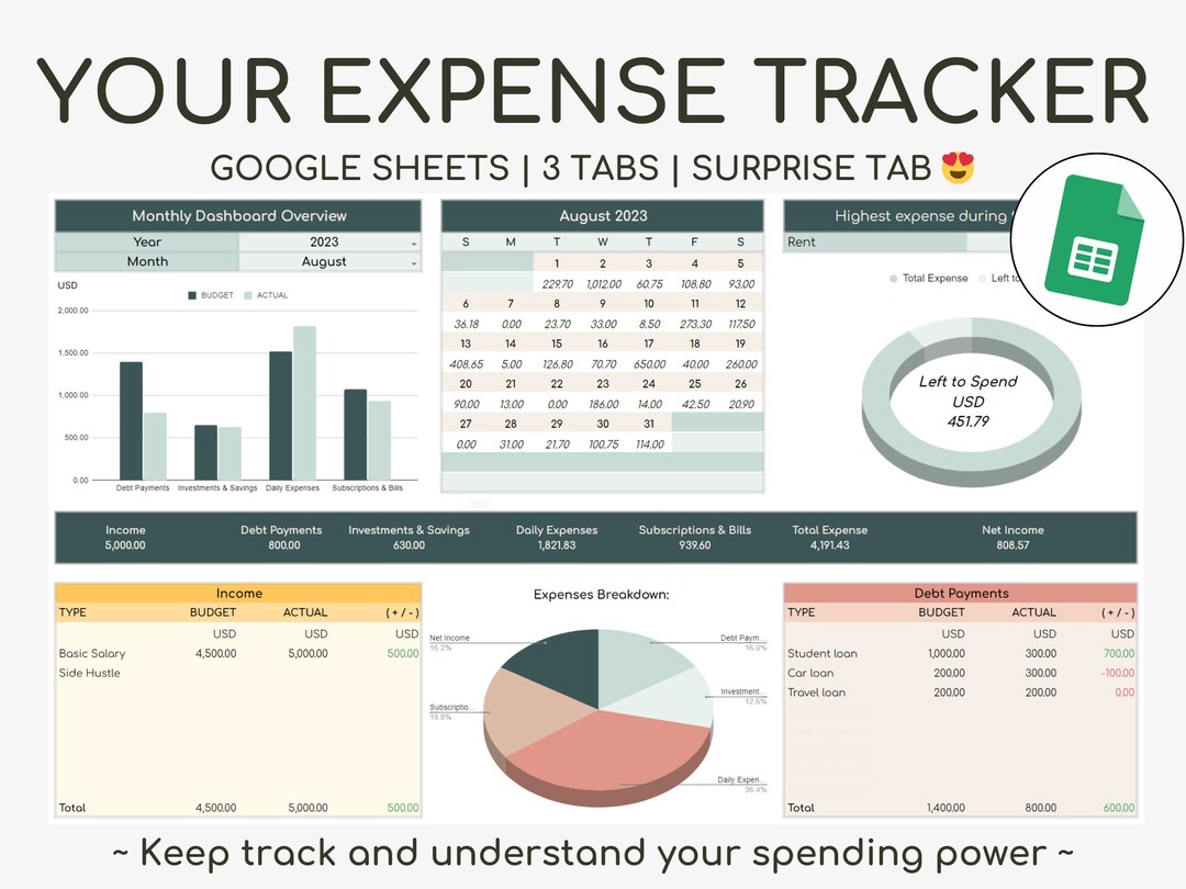 Simple Monthly Expense Tracker - Etsy
