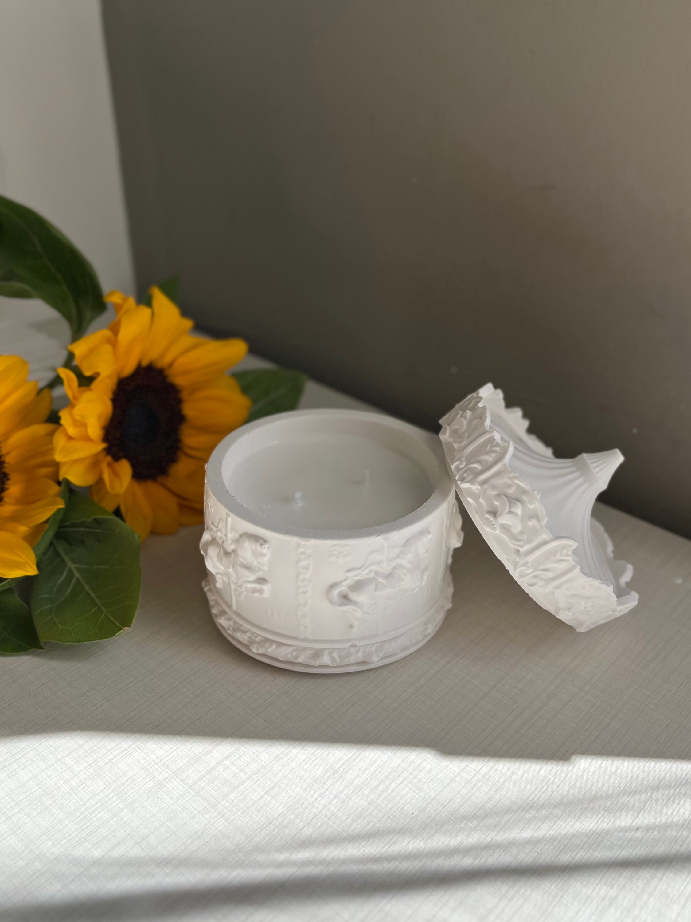 Carousel Concrete Candle Jar, Vegan Soy Wax, Trinket Box - Etsy