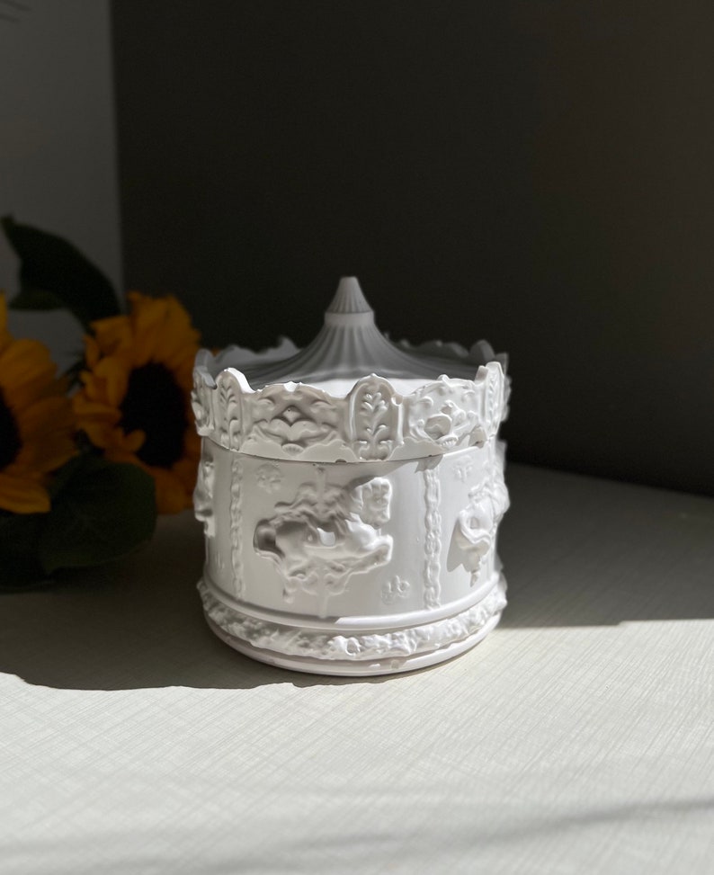 Carousel Concrete Candle Jar, Vegan Soy Wax, Trinket Box - Etsy