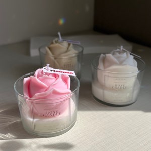 Scented Rose Candle in Glass Jar - Perfect Gift for Her