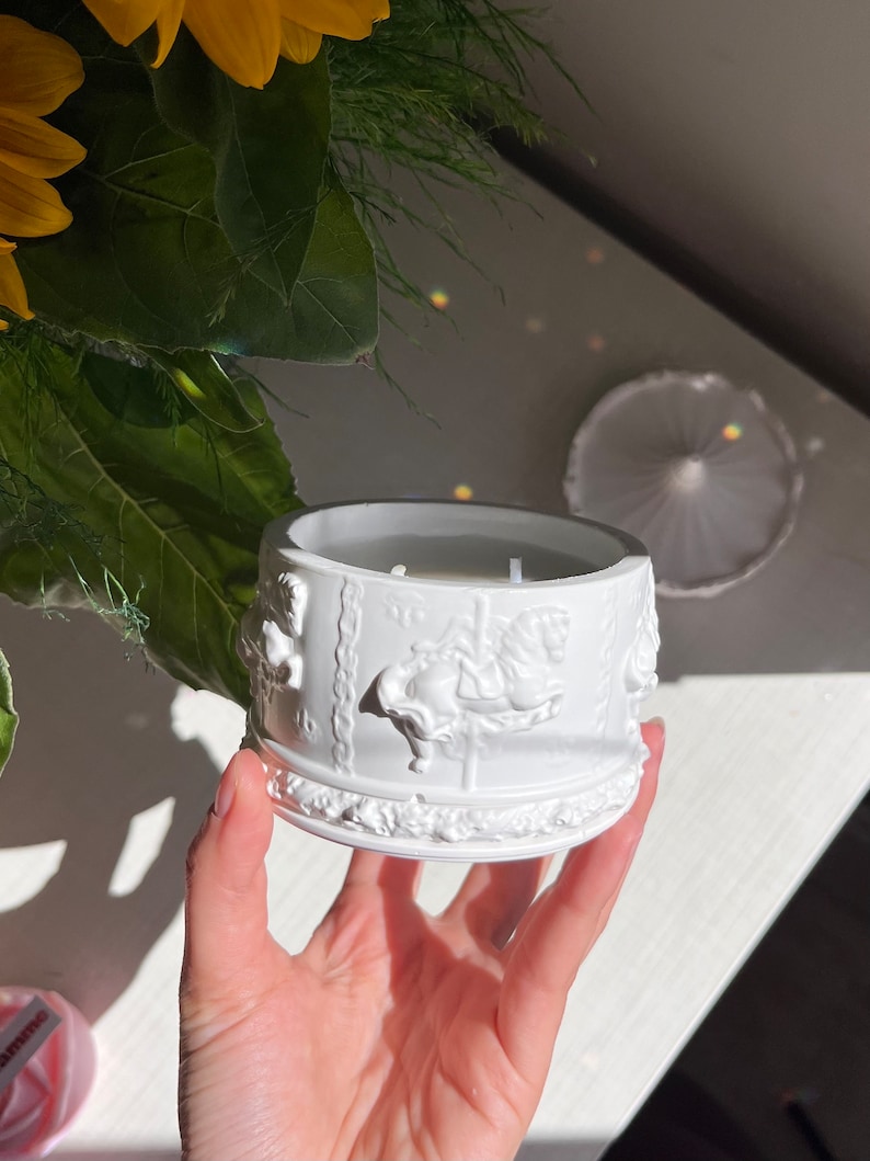 Carousel Concrete Candle Jar, Vegan Soy Wax, Trinket Box - Etsy