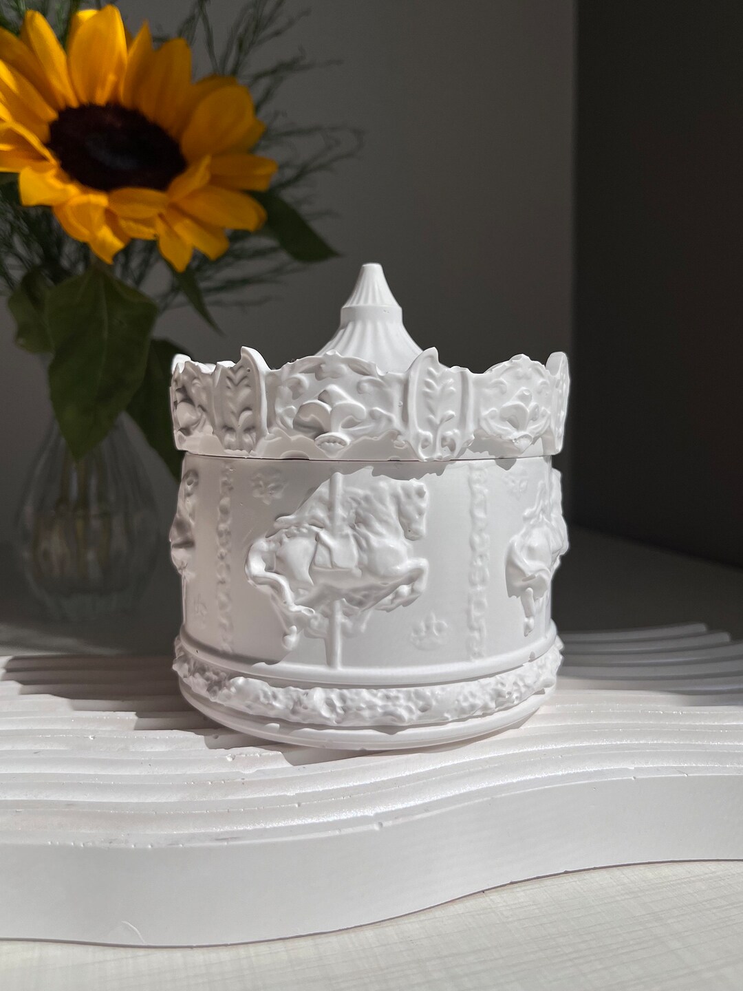 Carousel Concrete Candle Jar, Vegan Soy Wax, Trinket Box - Etsy