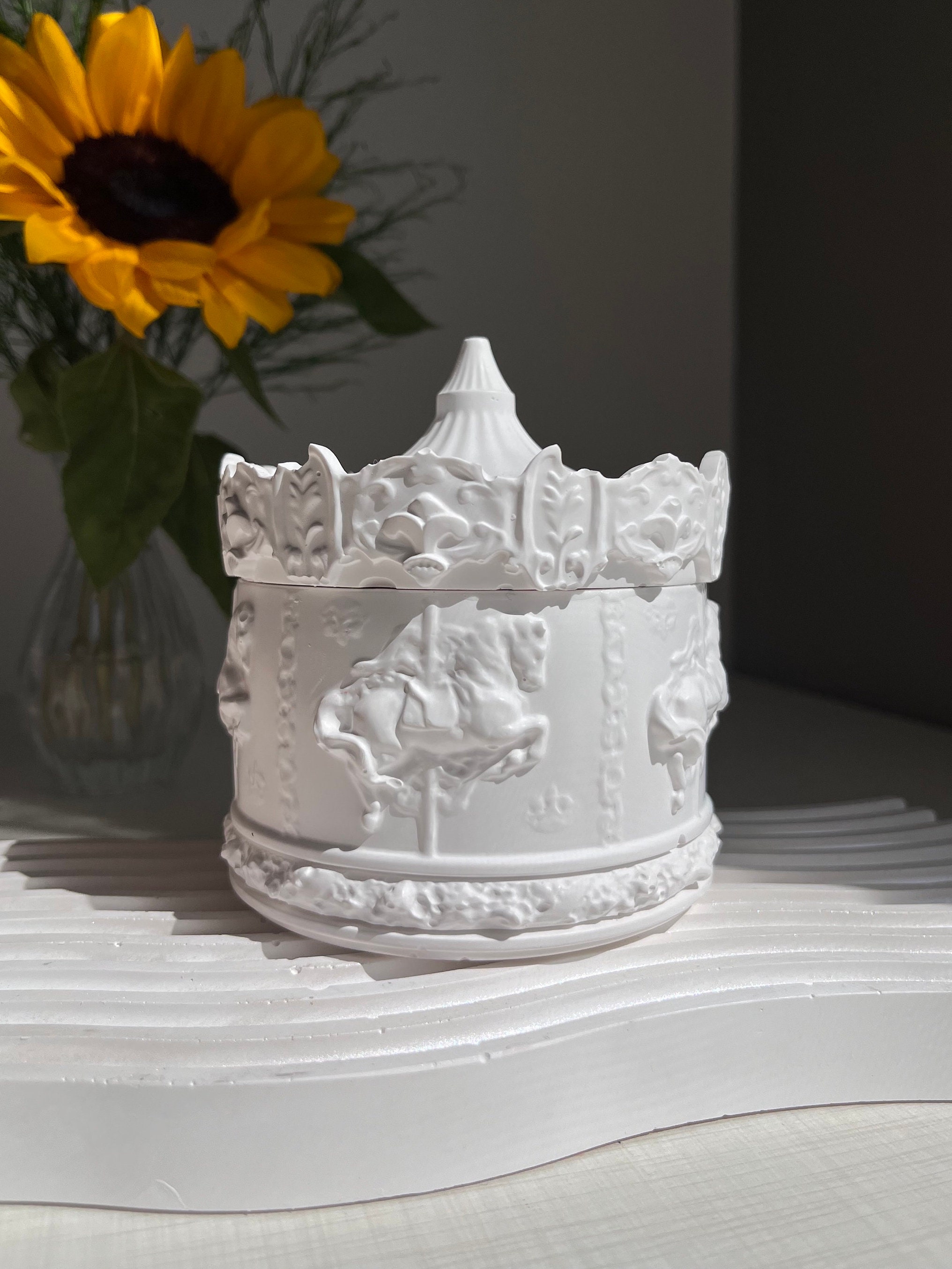 Carousel Concrete Candle Jar, Vegan Soy Wax, Trinket Box - Etsy