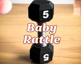 Dumbbell Baby Rattle | Baby Shower Gift | Future Gym Buddy Newborn Toy in Custom Colors