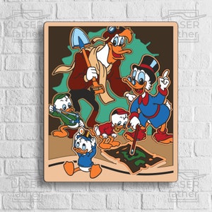 Ducktales SVG, Disney Laser Cut, Layered Shadow Box, Glowforge File, CNC Template, Cartoon Characters, Scrooge McDuck, Huey Dewey and Louise