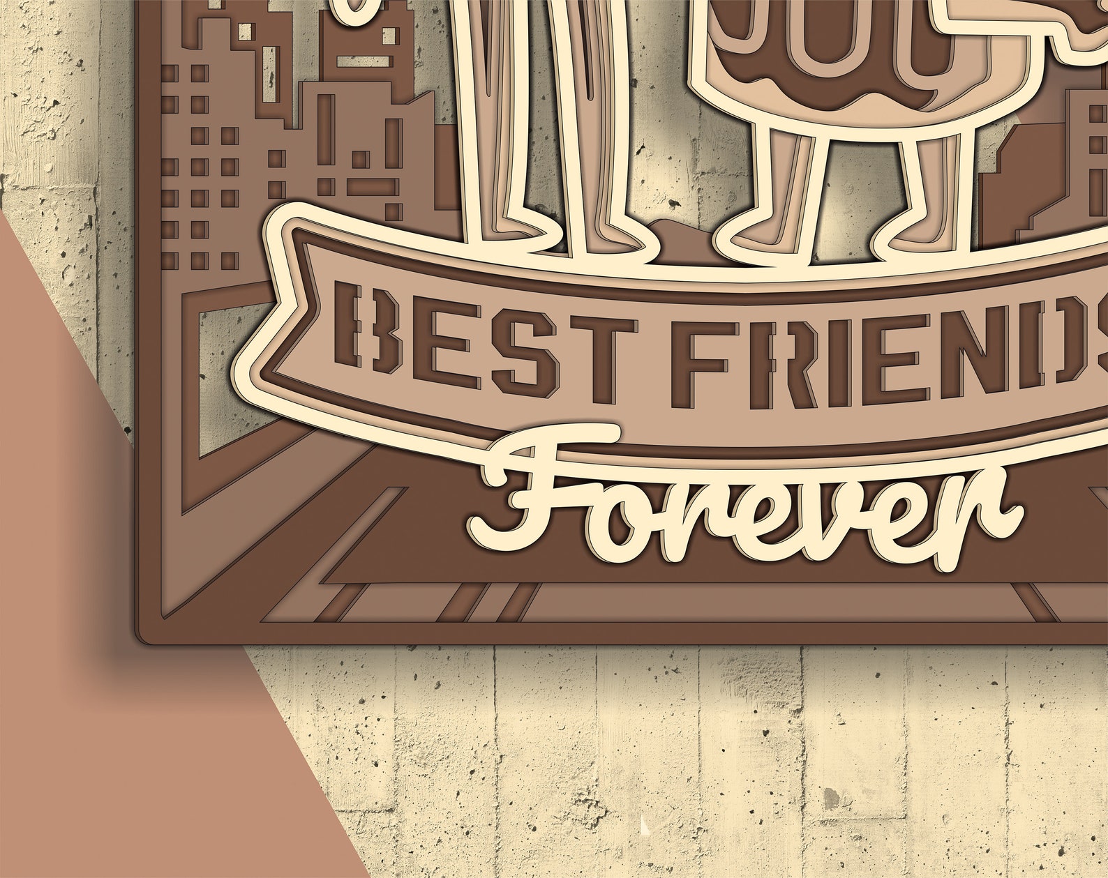 3D Best Friends Multilayered SVG Design Craft Gift for Friend Laser Cut ...