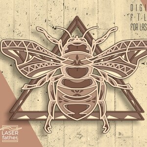 Bumblebee 3D Layered SVG File, Laser Cutting, Digital Download ai cdr eps png dwg dxf, Beekeeper Gift, Insect Decor, Idea Gor Craft