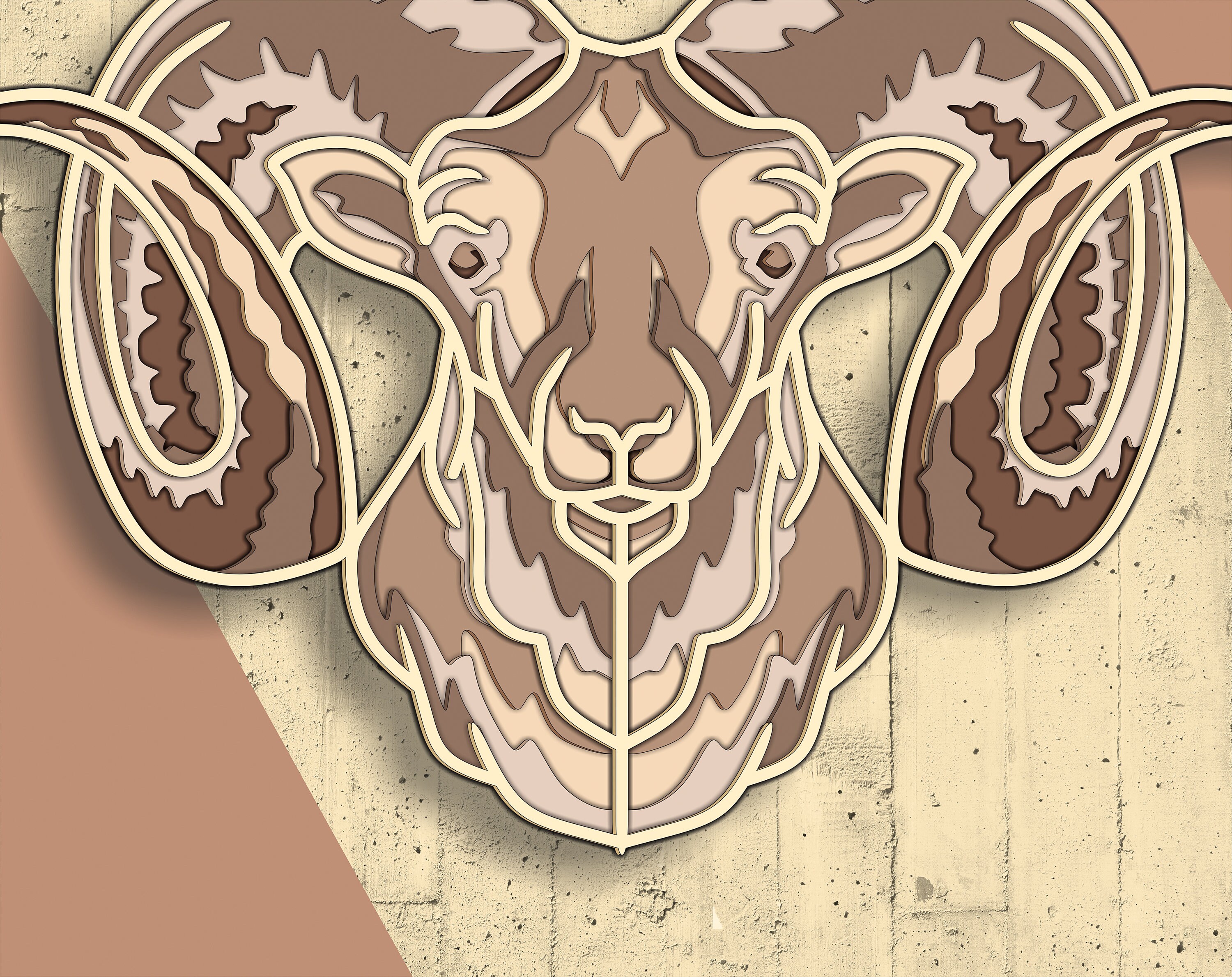 Ram 3D Layered SVG, Digital Download, Ai Cdr Eps Png Dwg Dxf File for ...