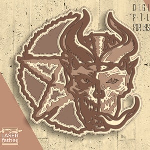 Devil 3D Multilayer SVG File, Instant Digital Download ai cdr eps png dwg dxf files, Wooden Laser Cut, Satan Decor, Dark Gothic Art