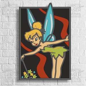 Tinkerbell Laser Cut, Fairy Silhouette, Disneyland Characters SVG, Multilayer 3D Design, Digital Download, Cricut, Glowforge, Xtool Files