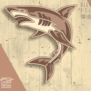 Shark 3D Multilayer SVG, Laser Cut, Digital Download ai cdr eps png dwg dxf file, Ocean Animal Art, Vector Design, Cricut Crafts