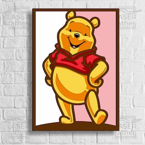 Winnie The Pooh Corte láser, Oso de miel SVG, Personajes de Disneyland SVG, Corte de papel multicapa, Xtool, Glowforge, Cricut, Archivos digitales