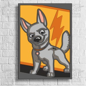 Bolt Dog SVG, Cartoon Laser Cut Files, 3D Layered Cricut Shadow Box, Digital Download, CNC Router Projects, Disneyland Art, Xtool Crafts