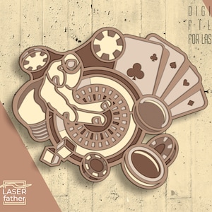 Poker multicouche 3D SVG, découpe laser, cartes à jouer, décoration de casino, jetons de poker, téléchargement numérique, fichiers svg ai cdr eps png dwg dxf