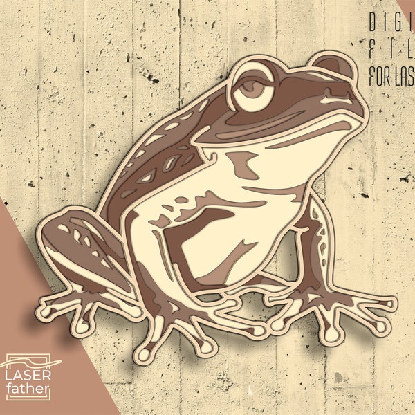 Frog 3D Layered SVG, Laser Cutting, Digital Download ai cdr eps png dwg dxf file, Paper Cutouts, Reptile Craft, Vector Design, Frogger Art