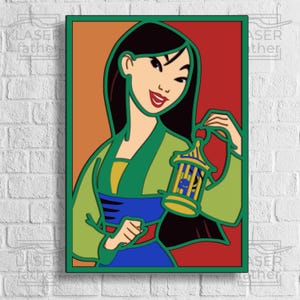 Mulan SVG, 3D-Mehrschicht-Laserschnitt, Cricut Crafts, Xtool, Papierschneidevorlagen, Cartoon Princess SVG, Disneyworld Design, digitale Dateien