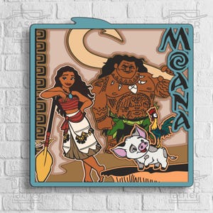 Moana Cricut, Maui SVG, Cartoon Laser Cut, Disneyland Design, Glowforge Files, CNC Projects, 3D Layered Art, Instant Digital Download