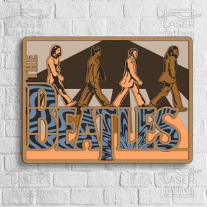 Abbey Road SVG, Beatles Laser Cut, Gelaagd ontwerp, Digitale download, Cricut-uitsparingen, Rockmuziekkunst, Vectorbestanden voor lasergraveren