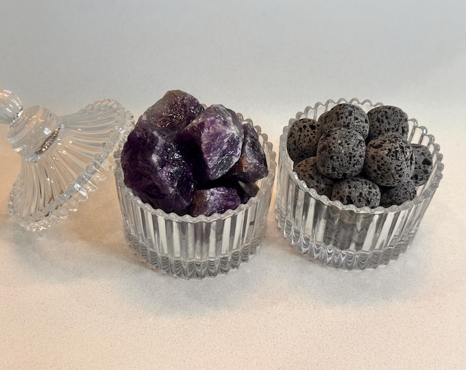 Lava Stone & Amethyst Diffuser Bowl – Essential Oil Aromatherapy Home Decor (Lavender, Lemon, Eucalyptus)