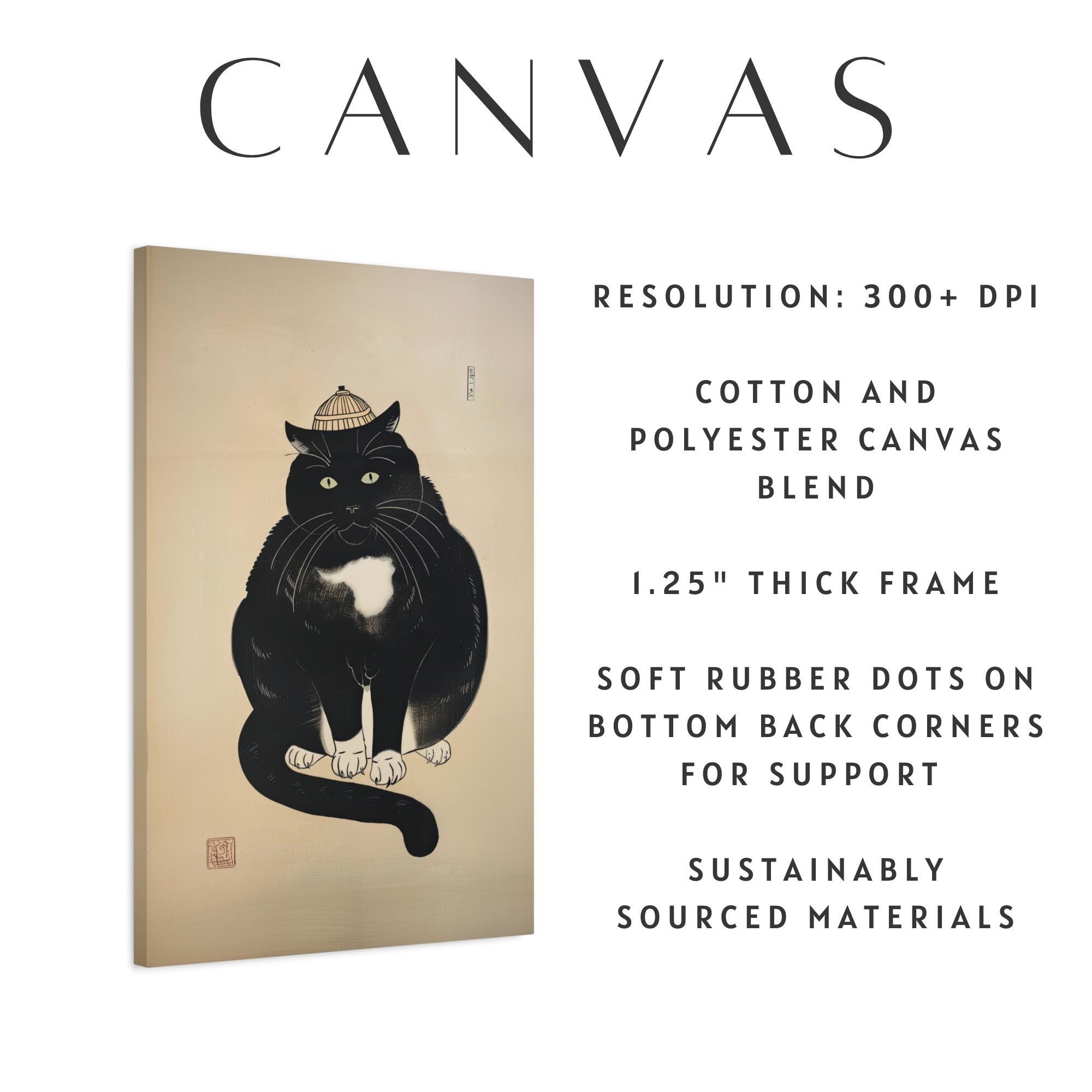 Black Cat Ukiyo-e Art Print: Japanese Feline Wall Decor - Etsy