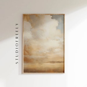 Antique Cumulonimbus Clouds Art Print: Vintage Style Oil Painting (Digital Download)