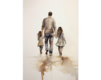 Beige Minimalist Instant Download Watercolor Portrait - Dad