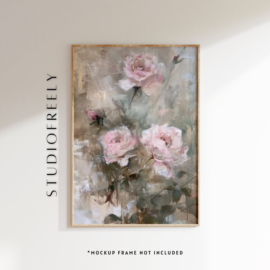 Romantic Pink Roses Art Print: Vintage Floral Home Decor - Etsy