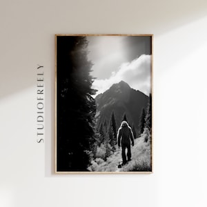 Bigfoot Mountain Landscape Print: Mysterious Forest Wall Art