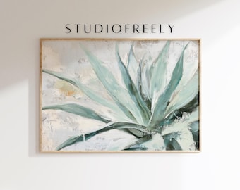 Schilderij agaveplant: moderne woestijnbotanische kunst (digitaal bestand)