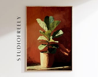 Arte mural de hoja de violín, impresión minimalista de planta, decoración botánica bohemia moderna (archivo digital)