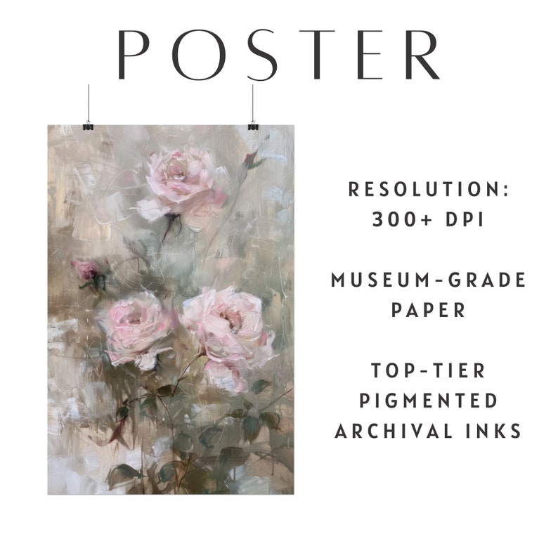 Romantic Pink Roses Art Print: Vintage Floral Home Decor - Etsy