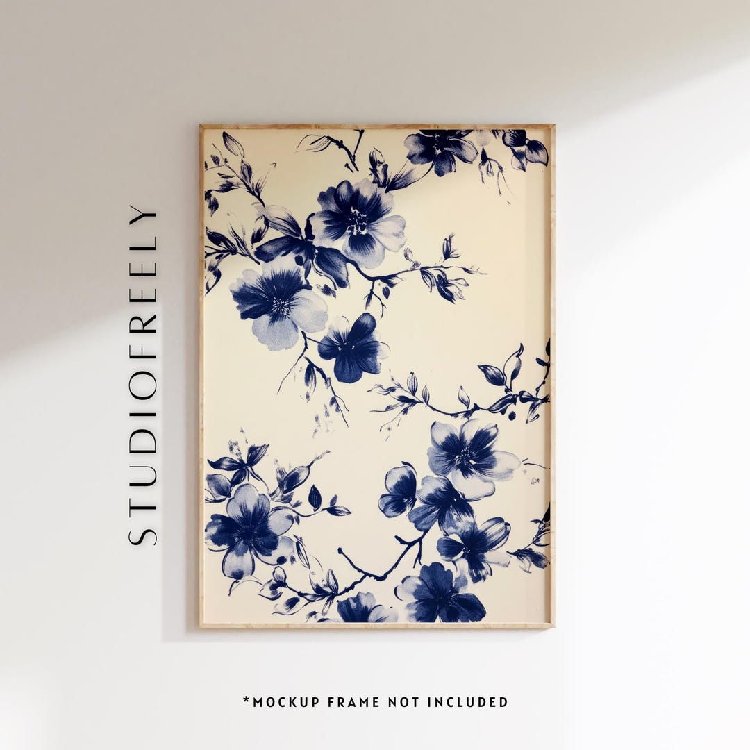 Blue Chinoiserie Floral Print: Vintage Botanical Art (digital Download ...