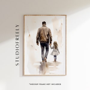 Father and Daughter Watercolor Art Print: Heartfelt Family Wall Decor