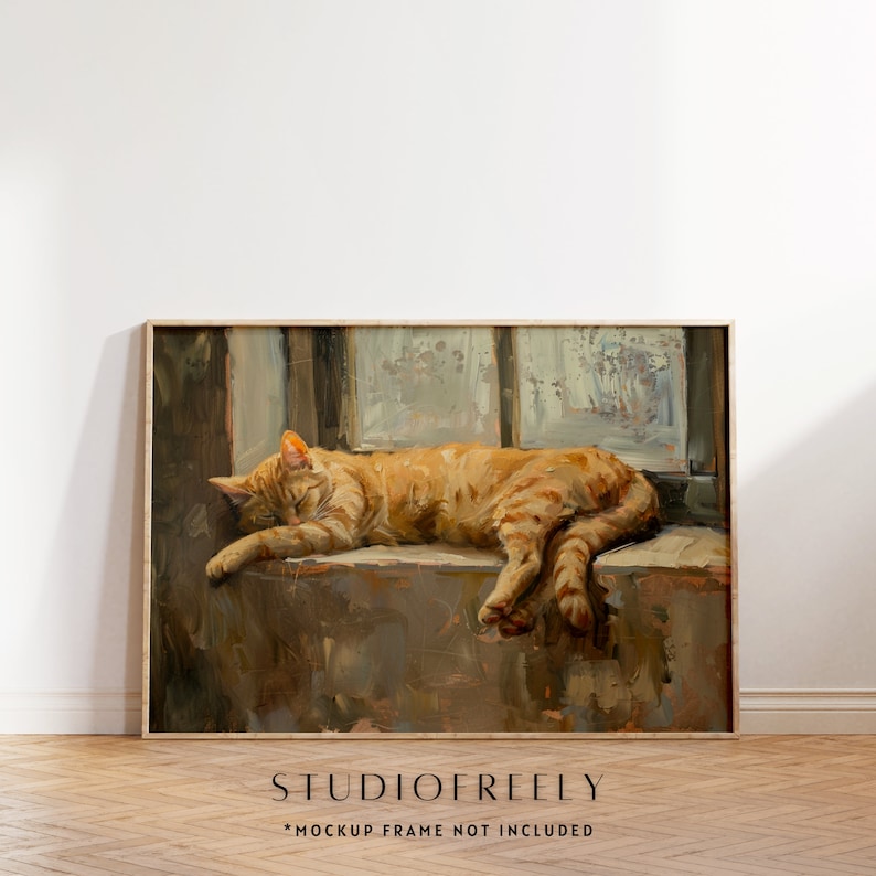 The focus is sharp and detailed, capturing the delicate features of the sleeping cat and the subtle interplay of light and shadow.