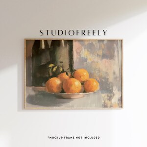 Rustic Orange Still Life Painting: Vintage Kitchen Art (Digital Download)