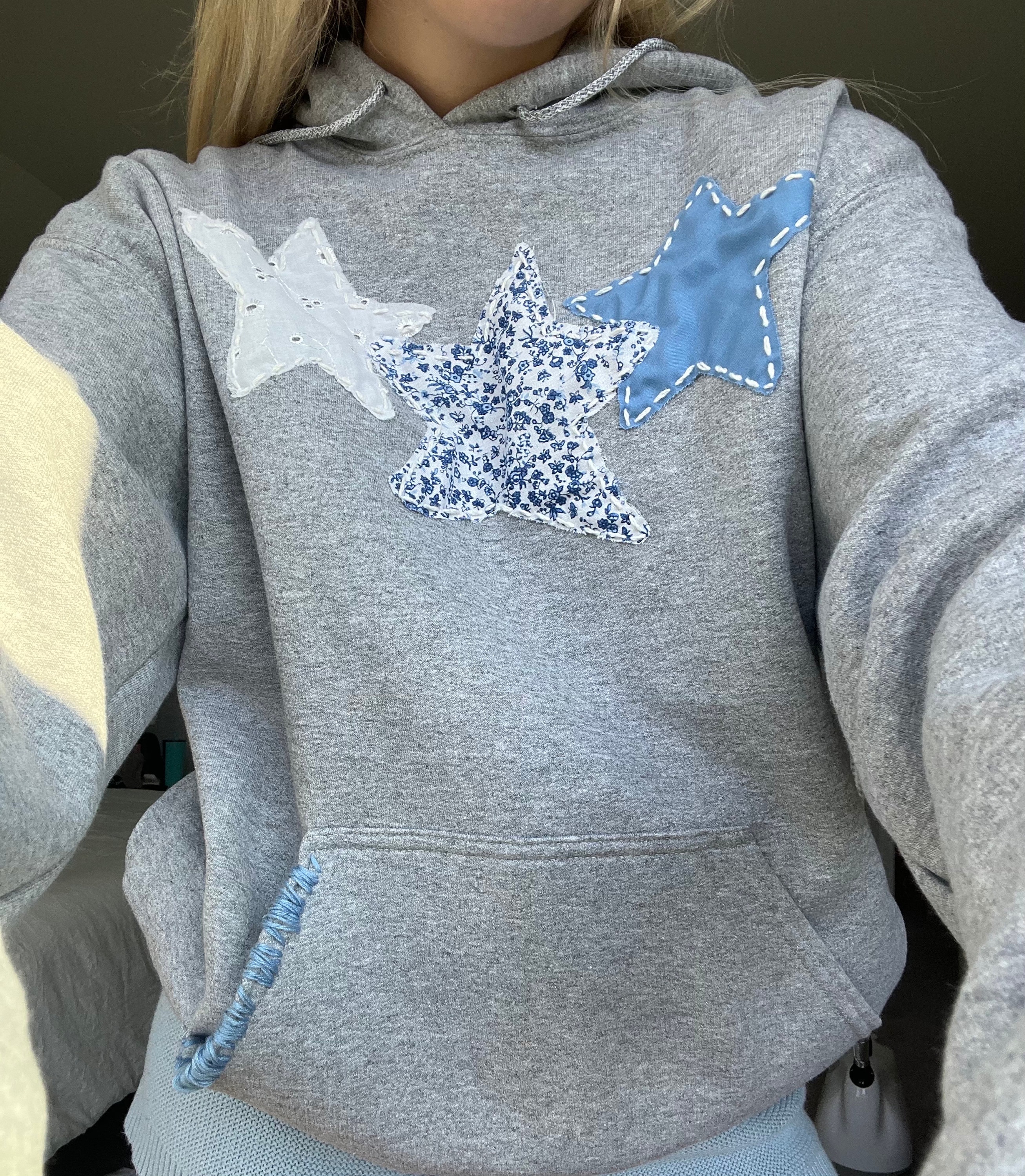 3 Stars Custom Patchwork Sweatshirt! Color Can Be Customized 3 Stars Custom Patchwork Sweatshirt! Color Can Be Customized