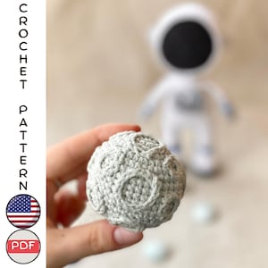 Patrón de Luna de Crochet: Tutorial para Llavero Espacial Amigurumi (Descargar PDF)