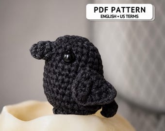 Raven Crochet Pattern, Crow Amigurumi PDF, Halloween Keychain