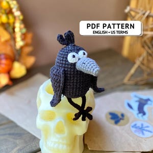 Crow Crochet Pattern PDF, Raven Amigurumi Tutorial, Halloween Gothic Decor