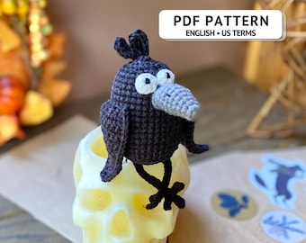 Crow Crochet Pattern PDF, Raven Amigurumi Tutorial, Halloween Gothic Decor