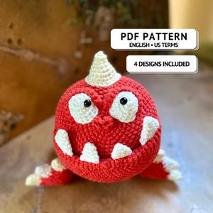 Monster Crochet Pattern, Fantasy Creature PDF, 4 Design Options, Halloween Amigurumi