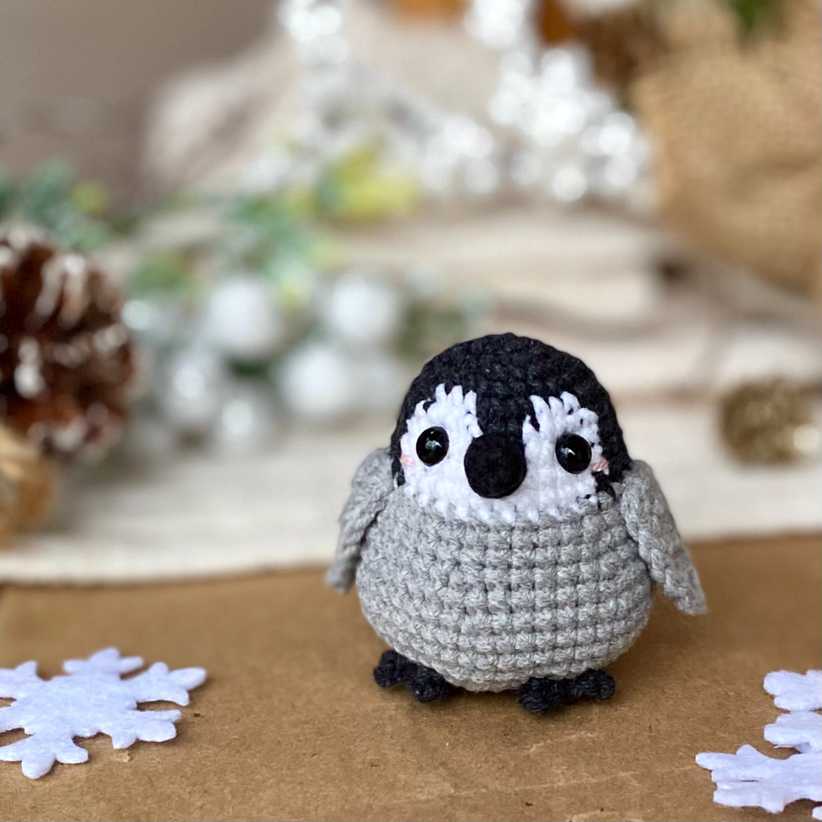 ペンギンの編み図：アミグルミ簡単ミニ鳥チュートリアル（PDFパターン