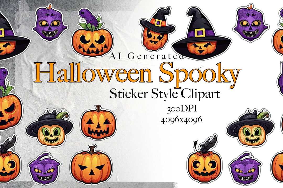 Spooky Halloween Sticker Clipart PNG Format Link to Download - Etsy