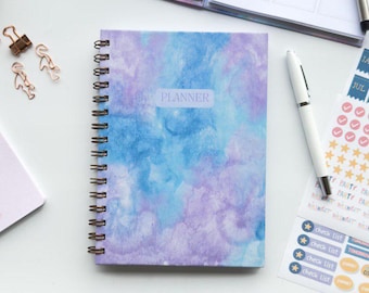 A5 Weekly Planner with Stickers | Lilac and Blue Sky Undated Agenda