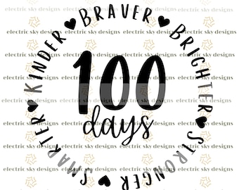 100 Days- Braver- Brighter- Stronger- Smarter- Kinder- Teacher- Principal- Educator- Para-Educator- School- PNG - SVG