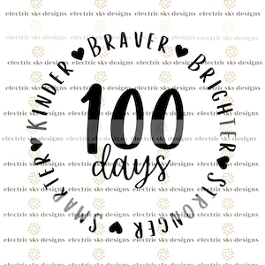 100 Tage- Braver- Brighter- Stärker- Kluger- Kinder- Lehrer- Schul- Schul- PNG - SVG