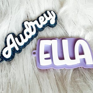 Personalized Acrylic Keychain, Backpack Tag, 3D name tag, Custom name tag, personalized acrylic name tag, diaper bag tag