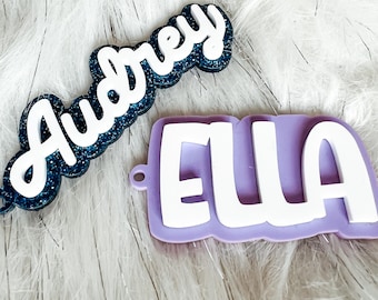 Gepersonaliseerde acrylsleutelhanger, rugzaklabel, 3D-naamplaatje, aangepast naamplaatje, gepersonaliseerd acrylnaamplaatje, luiertaslabel