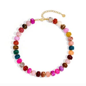 Round Bold Statement Necklace – Chunky Beaded Bib Necklace – Modern Boho Jewelry – Gift for Her