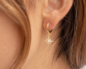 Starburst Huggie Earrings by Caitlyn Minimalist • Trending Opal Star Earrings • Perfect Minimalist Look • Gift for Her